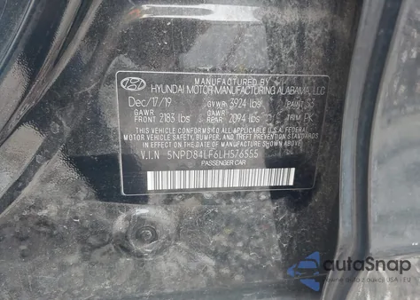 2020 Hyundai Elantra Sel из США, поврежденный, VIN 5NPD84LF6LH576555